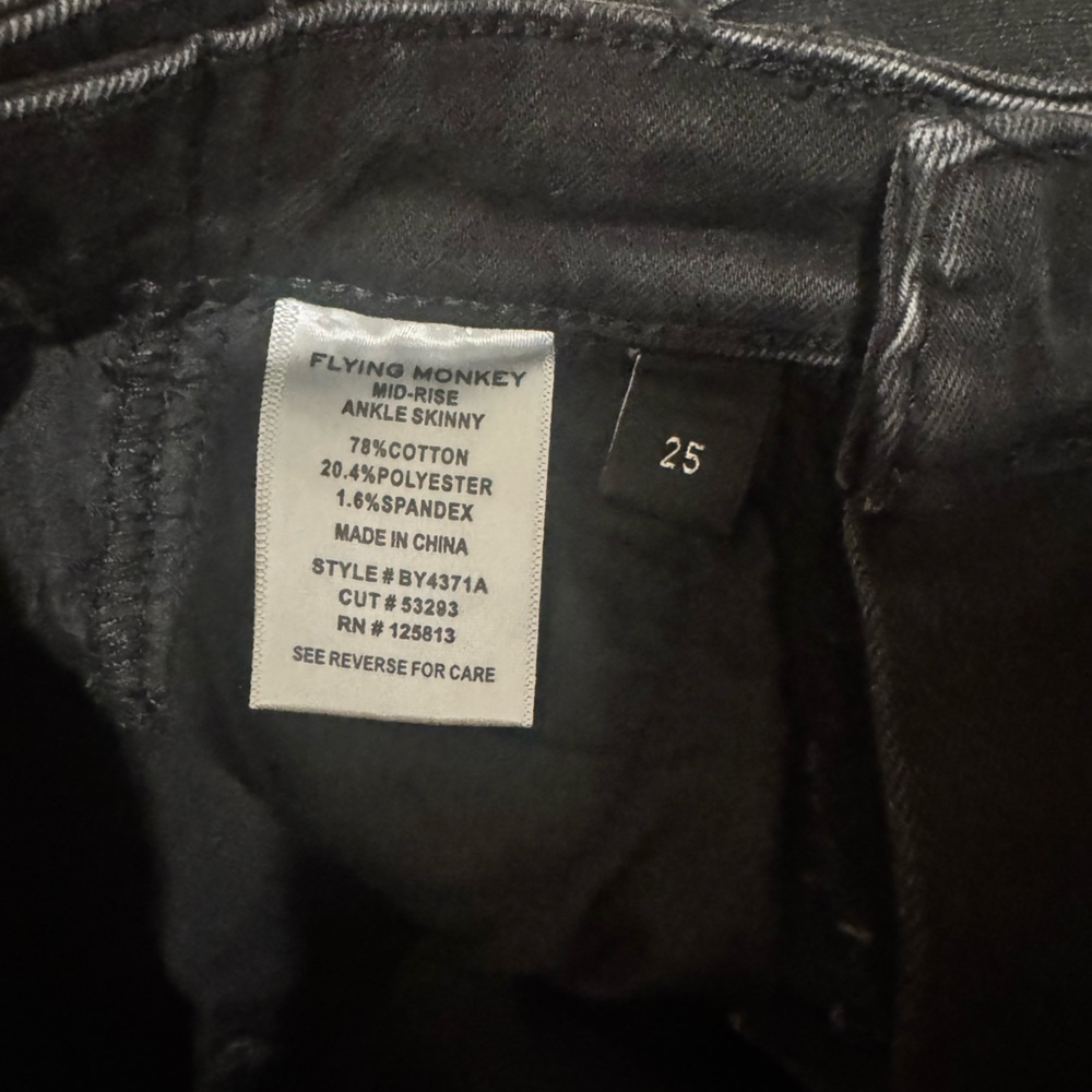 NWT Flying Monkey Black MidRise Skinny Jeans Size 3/25 - Picture 6 of 6